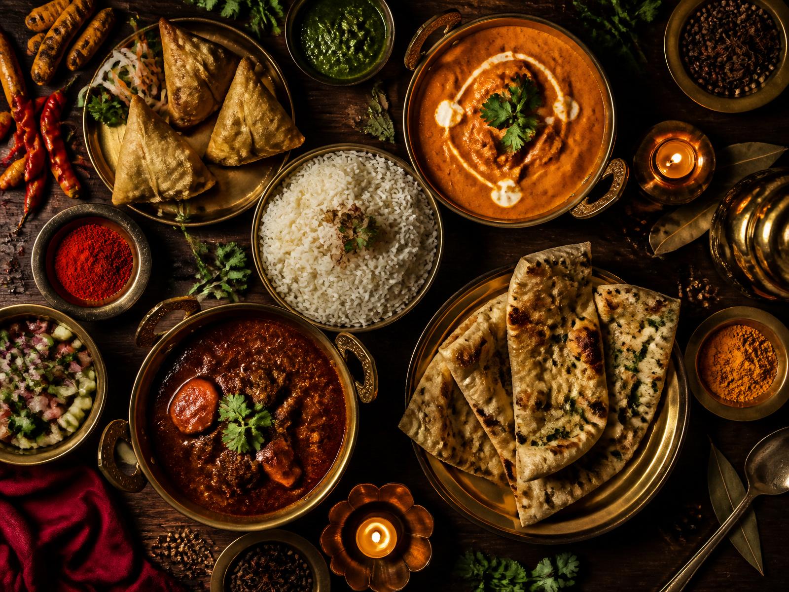 Assortment of Nepalese and Indian dishes